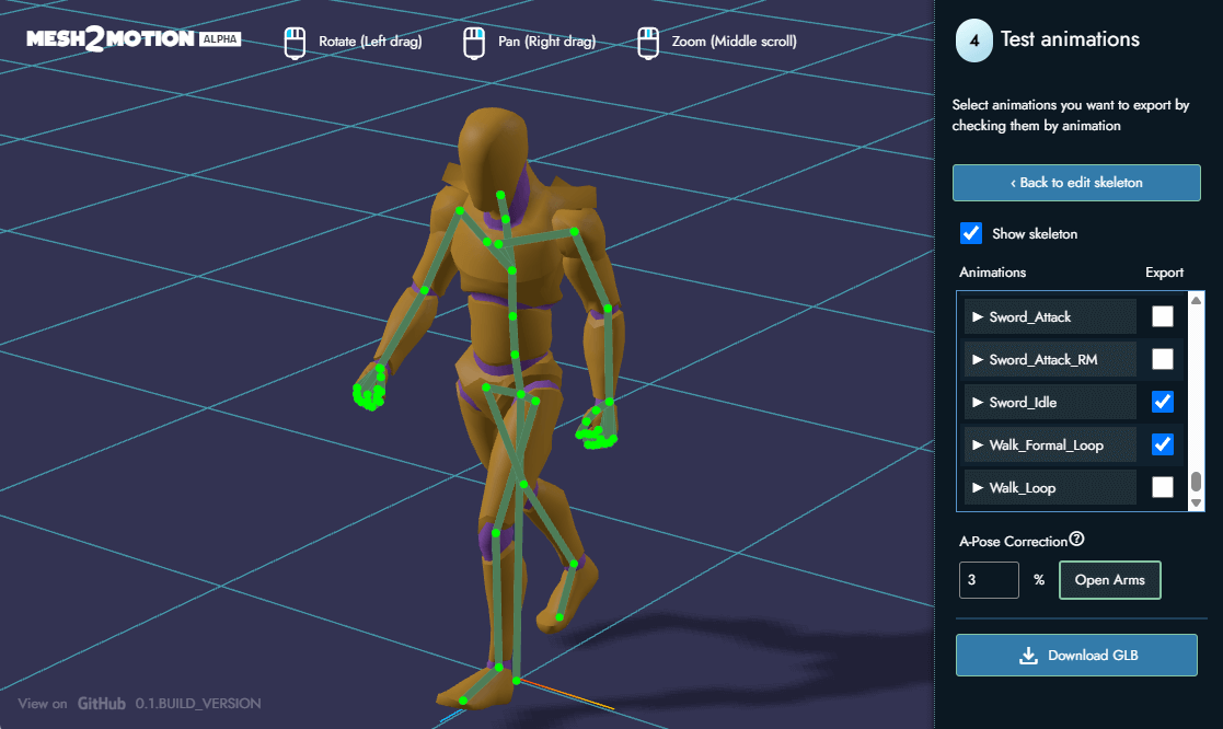 Screenshot of the application