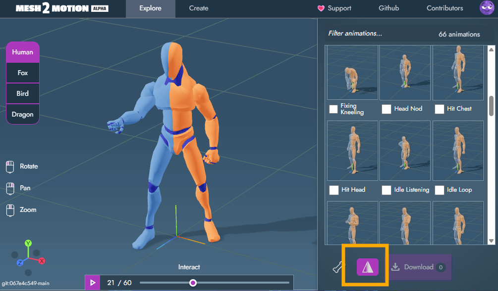 Mirror animation example